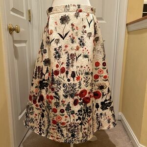 Chicwish Multi Floral Embossed Midi Skirt. Fully Lined with Side Zipper. Size L